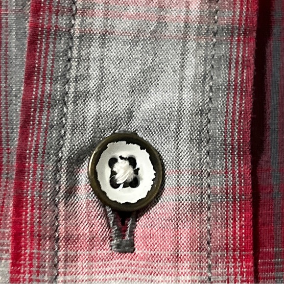Banana Republic Factory Mens XL Shirt Button Up Long Sleeves Red/GrayPlaid - Picture 8 of 13
